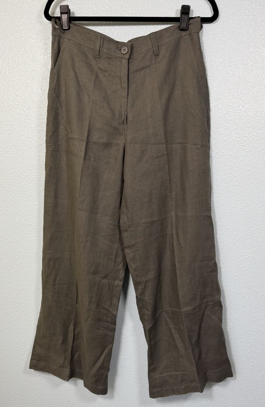 L.O.G.G. 100% Linen Wide Leg Pants Women’s Size 10 Grey High Rise Trousers